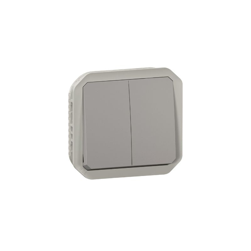 Legrand - Commande double étanche pour réaliser 3 fonctions Plexo IP55 IK08 composable gris - Réf : 069525L