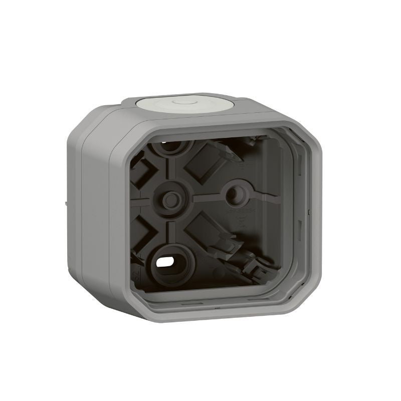 Legrand - Boîtier saillie étanche Plexo 1 poste avec 2 embouts à membrane et 1 entrée - gris - Réf : 069651L