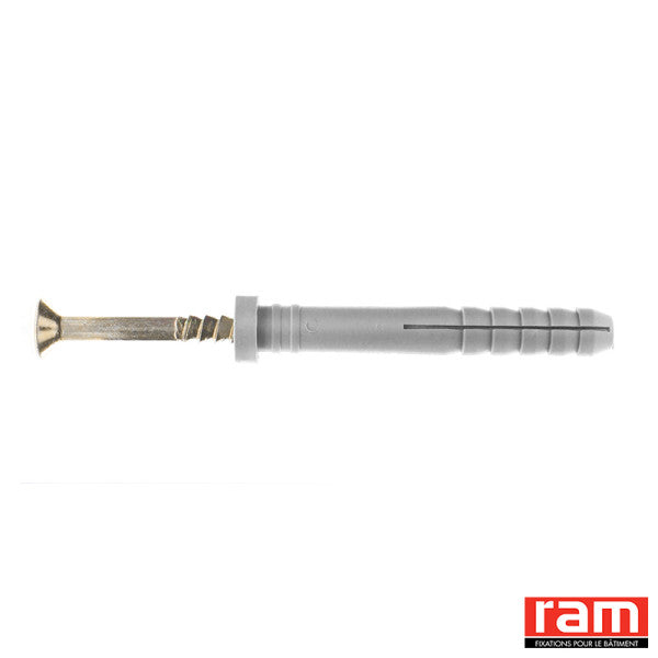 Boîte de 100 chevilles à frapper RAMSPEED tête plate TF 5x30 mm avec clou-vis – Réf. 76153