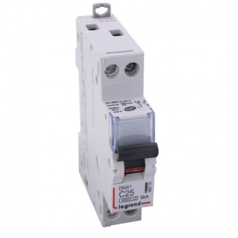 Legrand - Disjoncteur DNX³ 4500 - vis/vis - U+N 230V~ 25A - 6kA - courbe C - 1 module - Réf : 406776