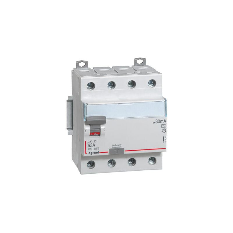 LEGRAND DX3 interrupteur différentiel tétrapolaire 63A 30ma type A 4 modules 400V - 411676