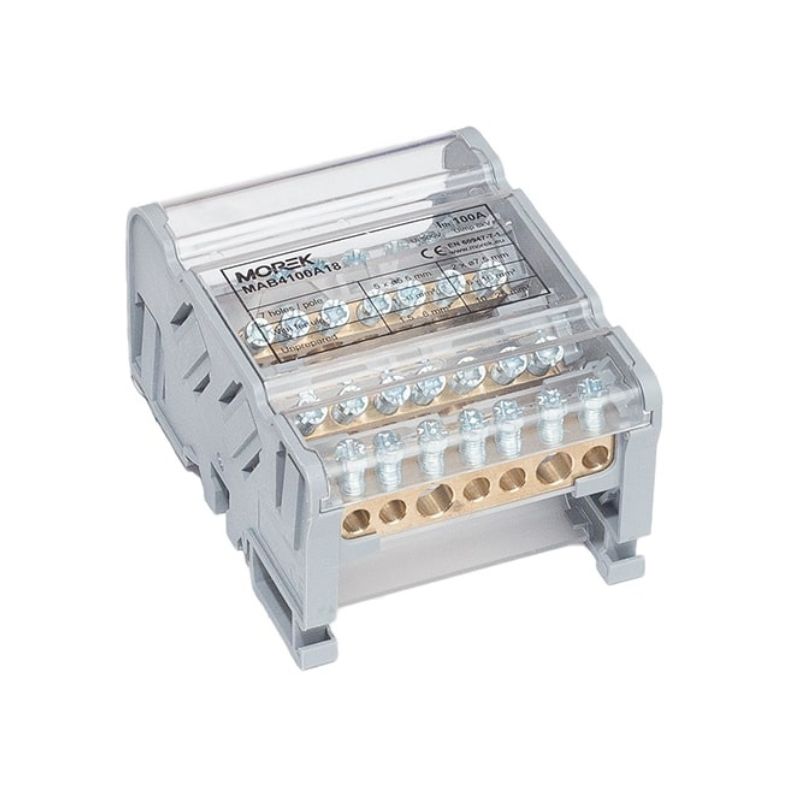 Moblock 4P 100A-7 2x25 + 5x6mm² Distribution block - MAB4100A18