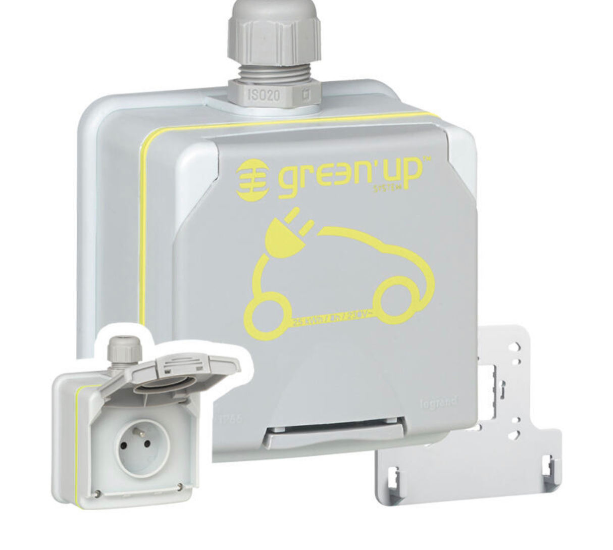 Prise saillie étanche Green'up Access pour véhicule électrique - Modes 1 ou 2 - IP66 IK08 - 16A 230V - 090471