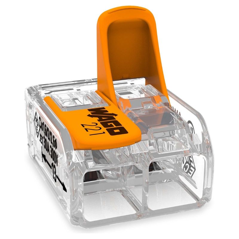 Wago - 50 Mini-bornes d'installation universelles - 2 conducteurs - Section 0,5 à 0,6 mm² - 221-612