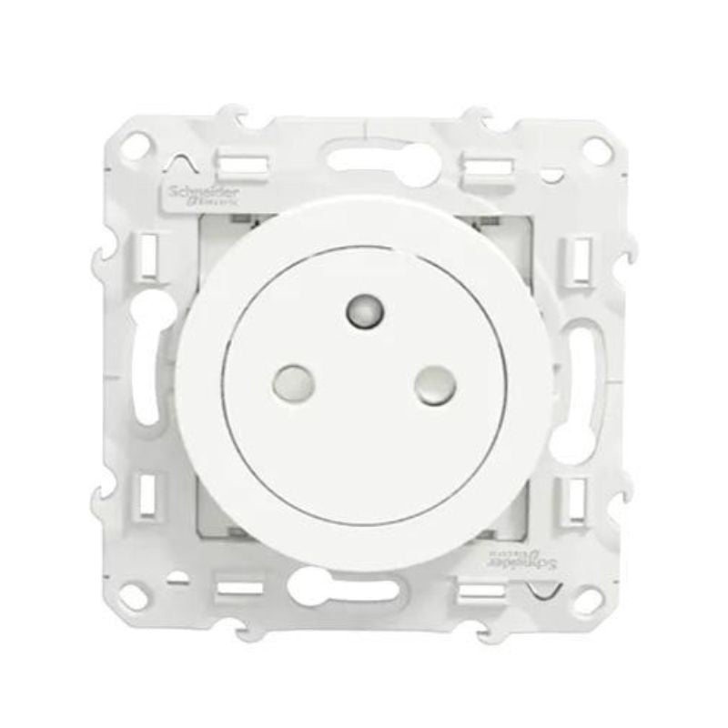 Prise de courant SCHNEIDER Odace 2P+T affleurante blanc - S520052