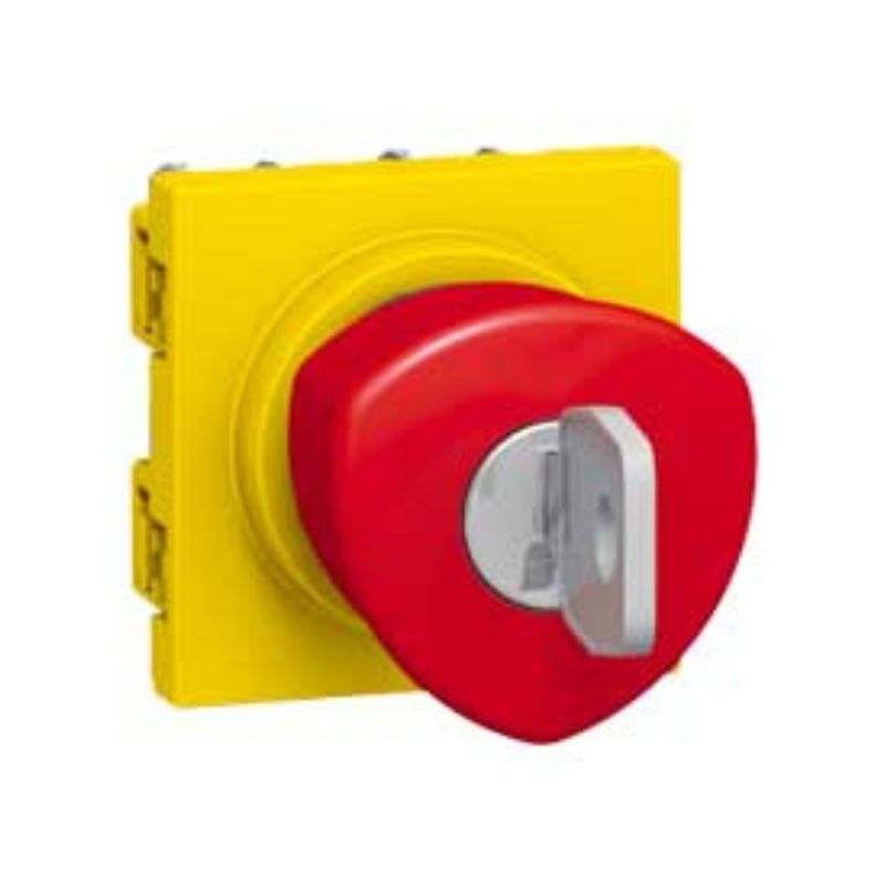 Poussoir coup de poing arrêt d'urgence Mosaic 2 modules NO+NF 3A 250V~ déverrouillable par clé - rouge et jaune - 076601