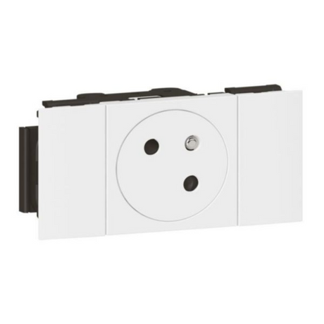 Prise de courant 2P+T pour goulotte Mosaic 2 modules - blanc - 077101L