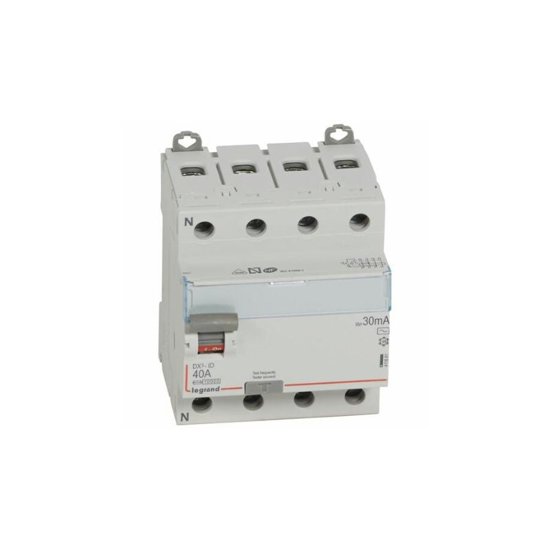 Interrupteur différentiel tétrapolaire 40A 30mA type AC 4 modules 400V - 411661