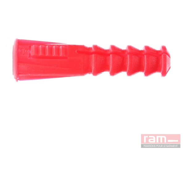 Boîte de 100 chevilles RC8 rouges avec collerette RAM – Réf. 9148