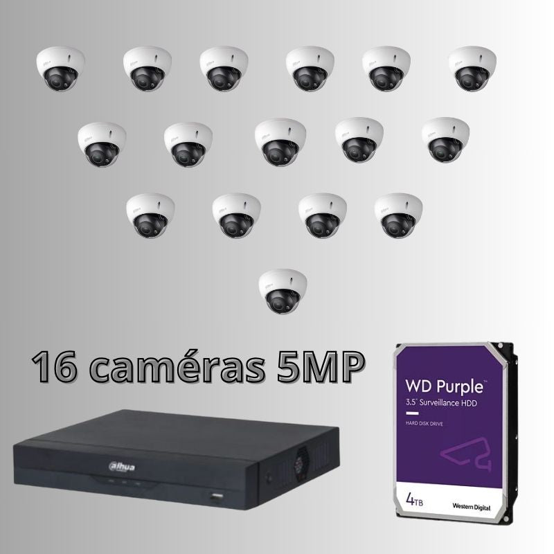 Camera 4to Kit Caméra de Surveillance DAHUA 16X5MP - NVR 16 voies - 1 DD 4To ...