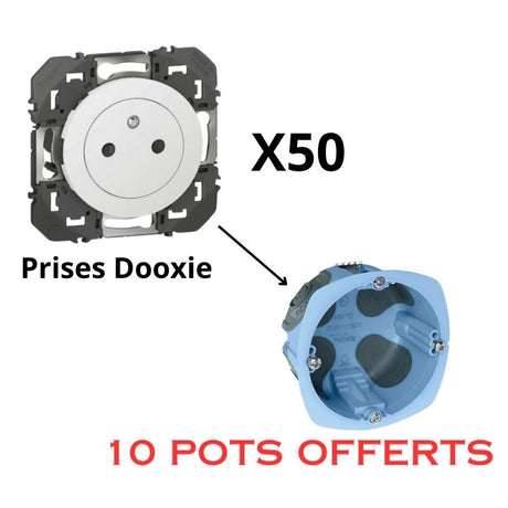 Lot de 10 prises avec terre Dooxie, LEGRAND, aluminium | Leroy Merlin Lot de 10 prises avec terre Dooxie, LEGRAND, aluminium | Leroy Merlin