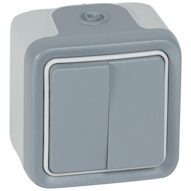 LEGRAND PLEXO Interrupteur double va et vient étanche complet gris IP55 - 069715