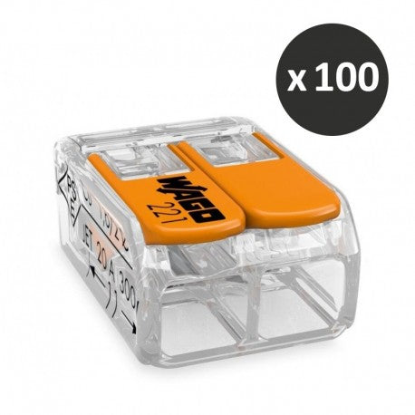 Wago - Borne de raccordement COMPACT, 2 conducteurs à leviers souple et rigide - 221-412